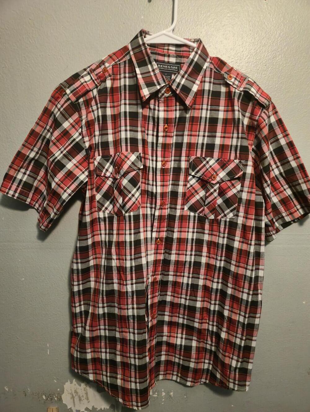 Renegade Men's Short Sleeve Plaid Button-Up Shirt